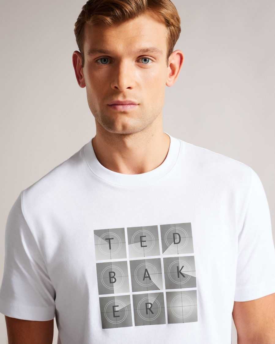 Ted Baker Farow Short Sleeve Regular Fit Branded T-Shirt White | 3718492-QF