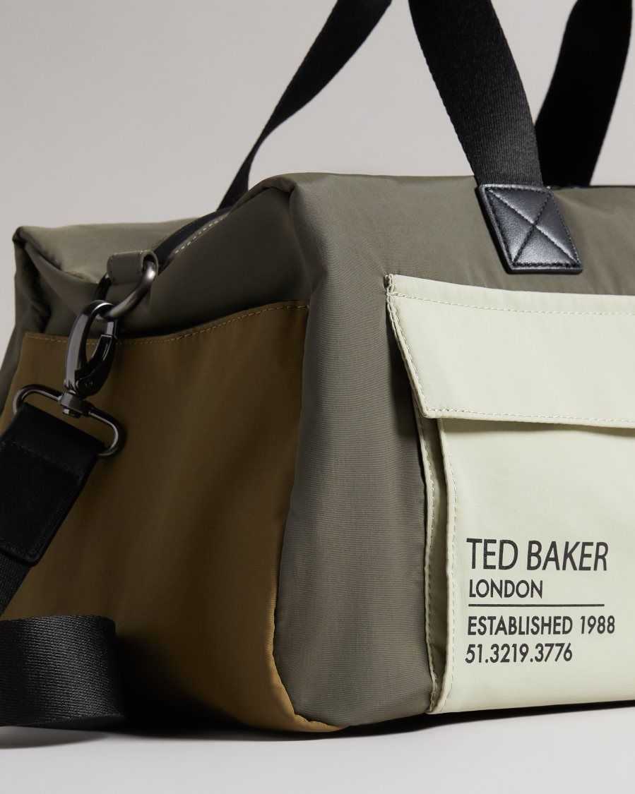 Ted Baker Fedwick Colour Block Holdall Khaki | 6019483-CU