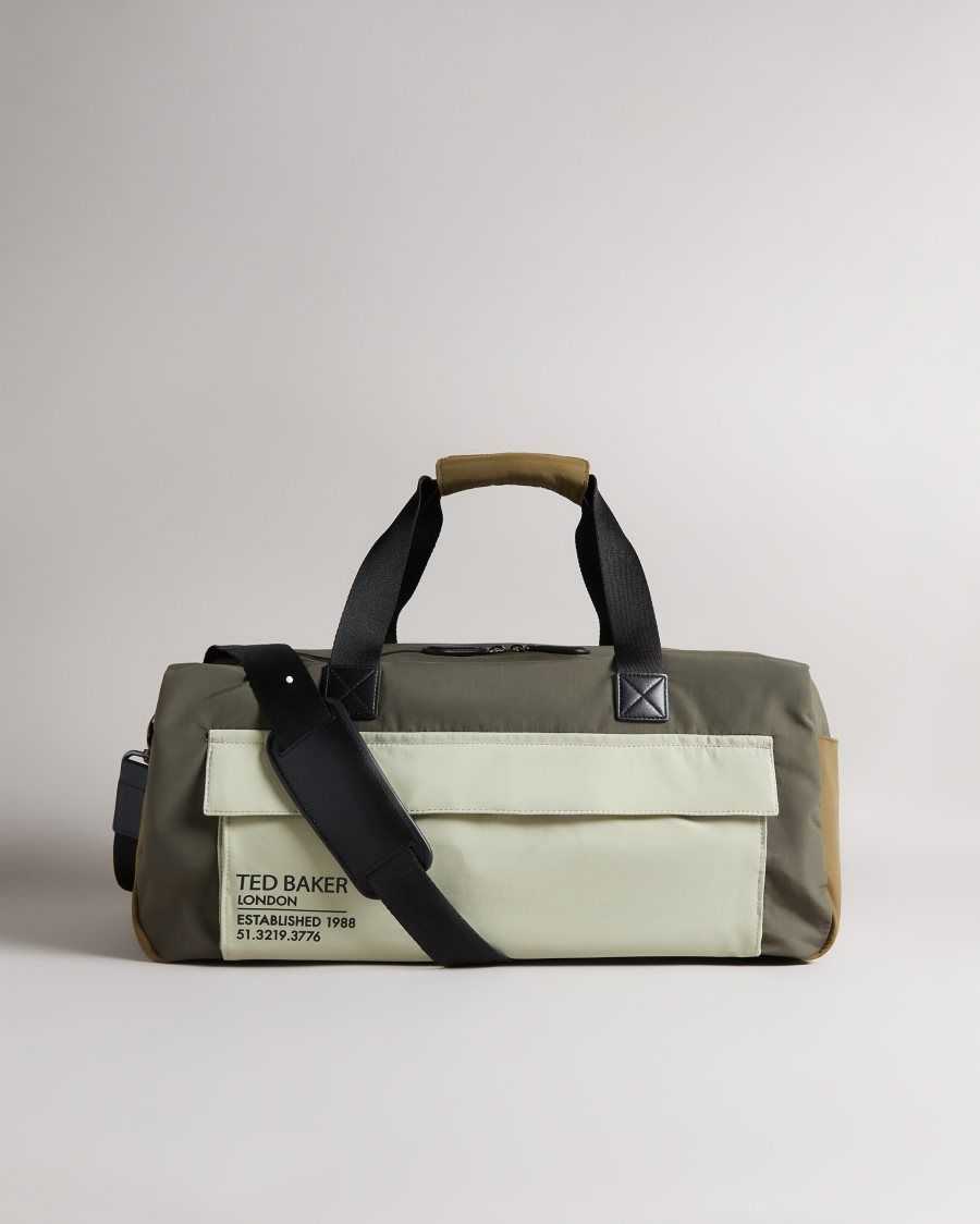 Ted Baker Fedwick Colour Block Holdall Khaki | 6019483-CU