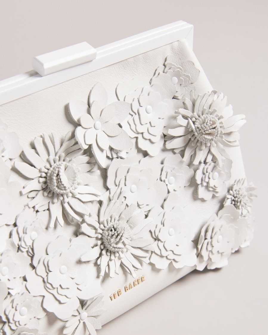 Ted Baker Felorr Applique Flower Clutch Bag Ecru | 6952803-HV