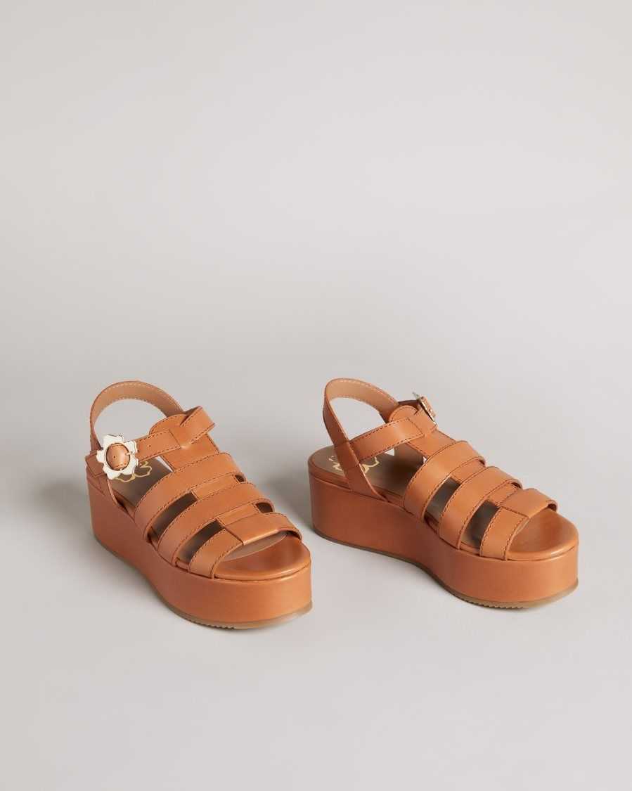 Ted Baker Ffayeta Leather Fisherman Platform Sandals Light Brown | 1234657-UP