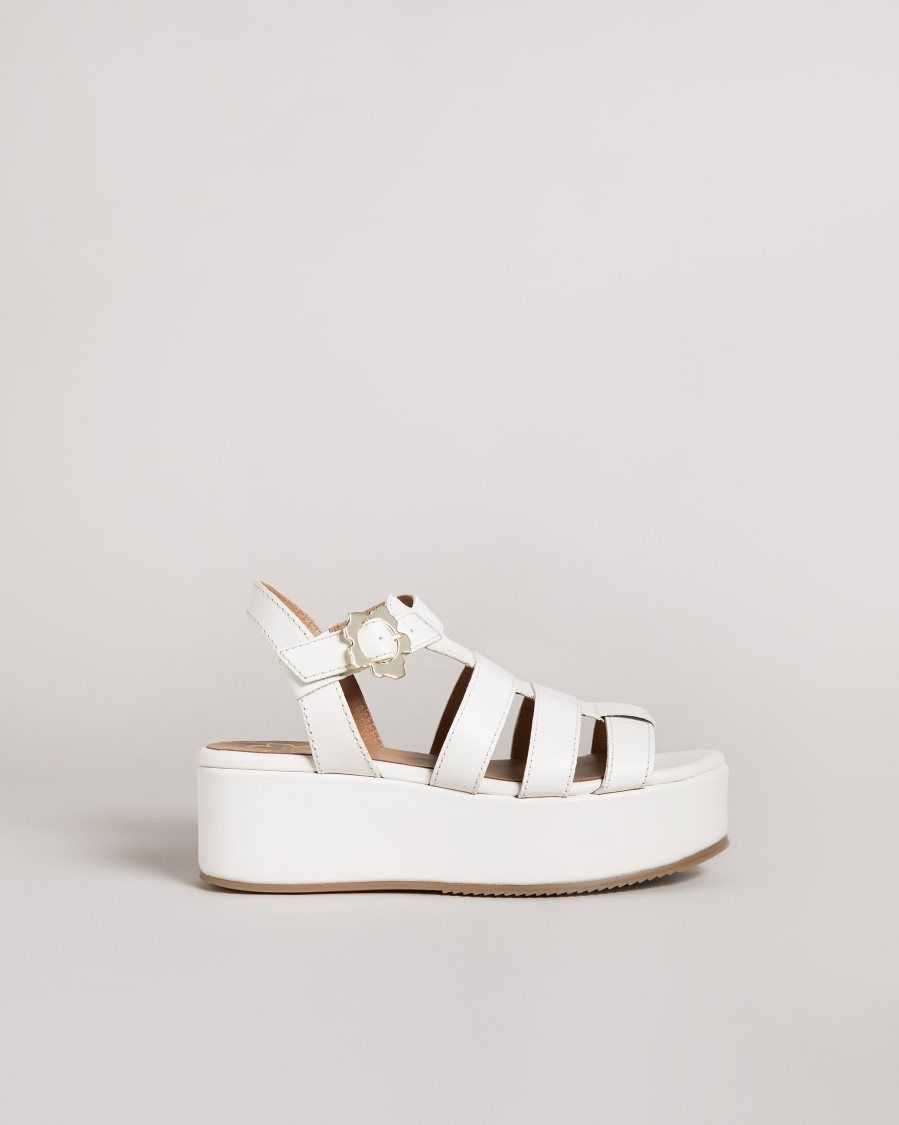 Ted Baker Ffayeta Leather Fisherman Platform Sandals Ivory | 5391846-TW