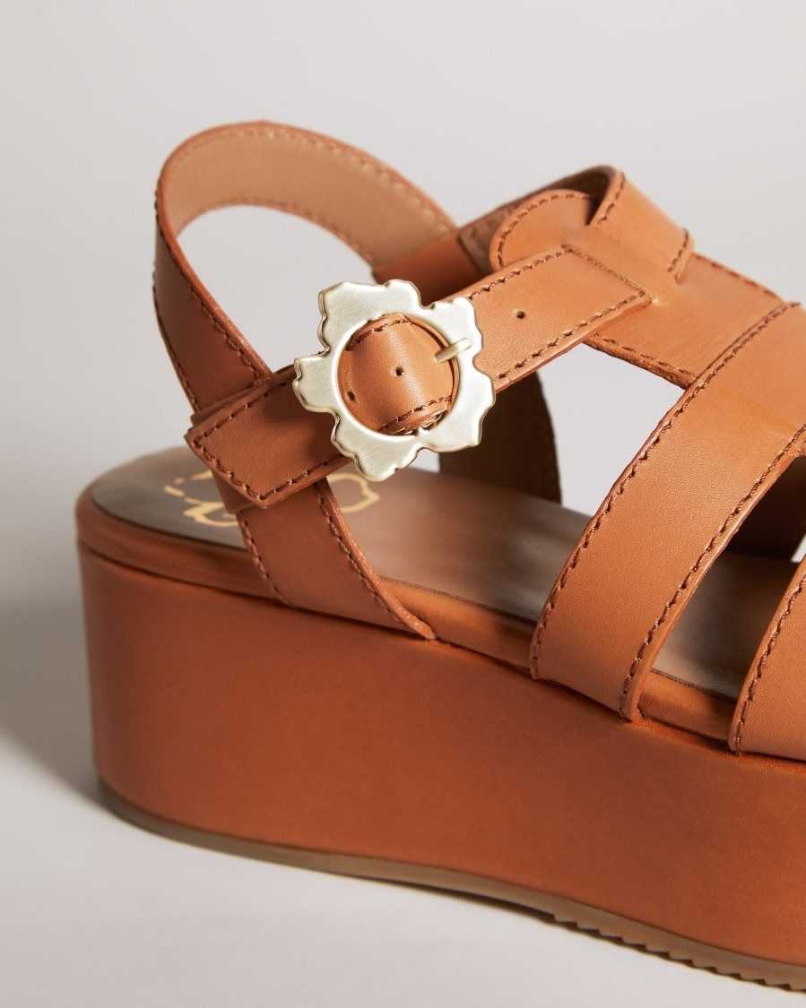 Ted Baker Ffayeta Leather Fisherman Platform Sandals Light Brown | 8714053-TR