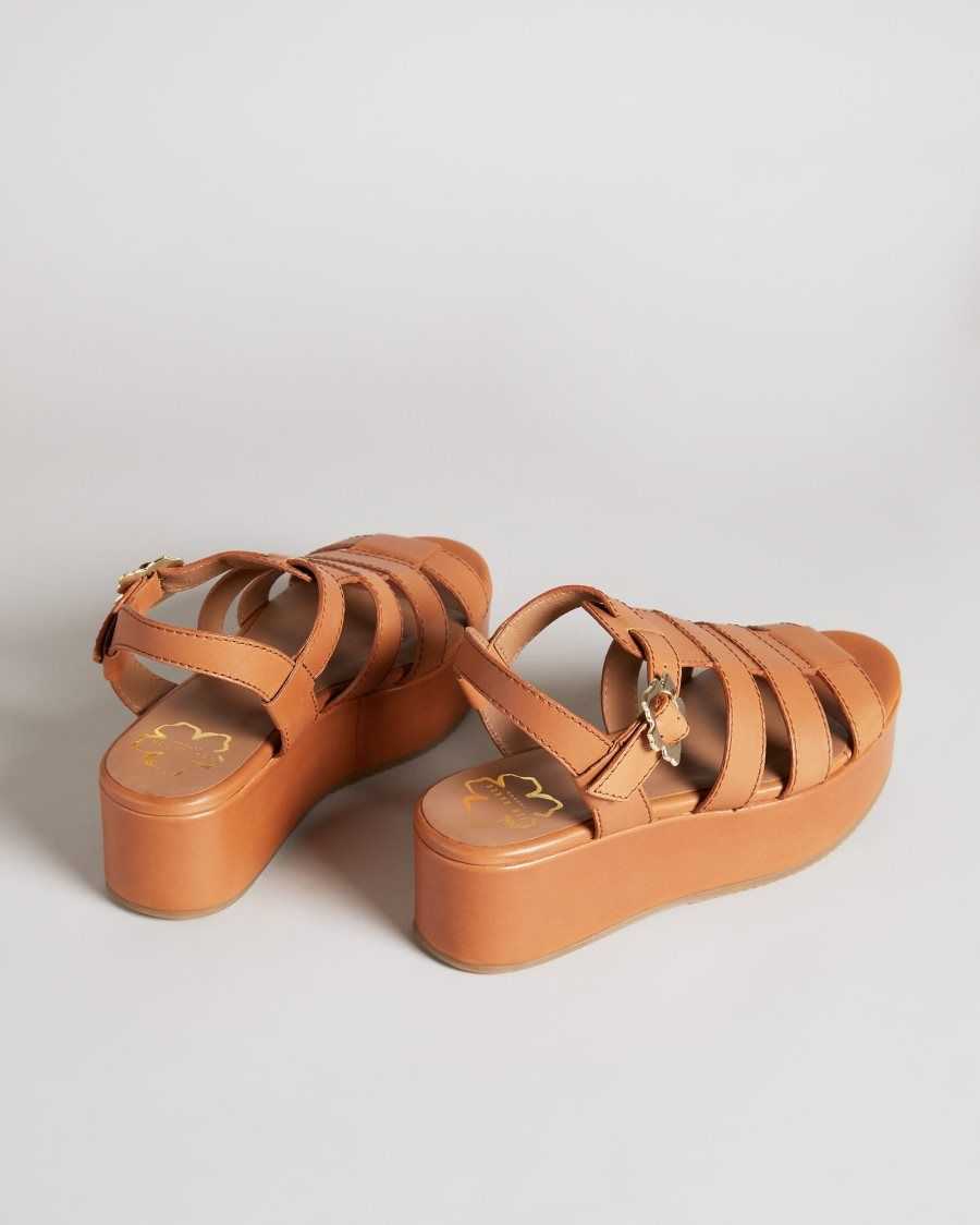 Ted Baker Ffayeta Leather Fisherman Platform Sandals Light Brown | 8714053-TR