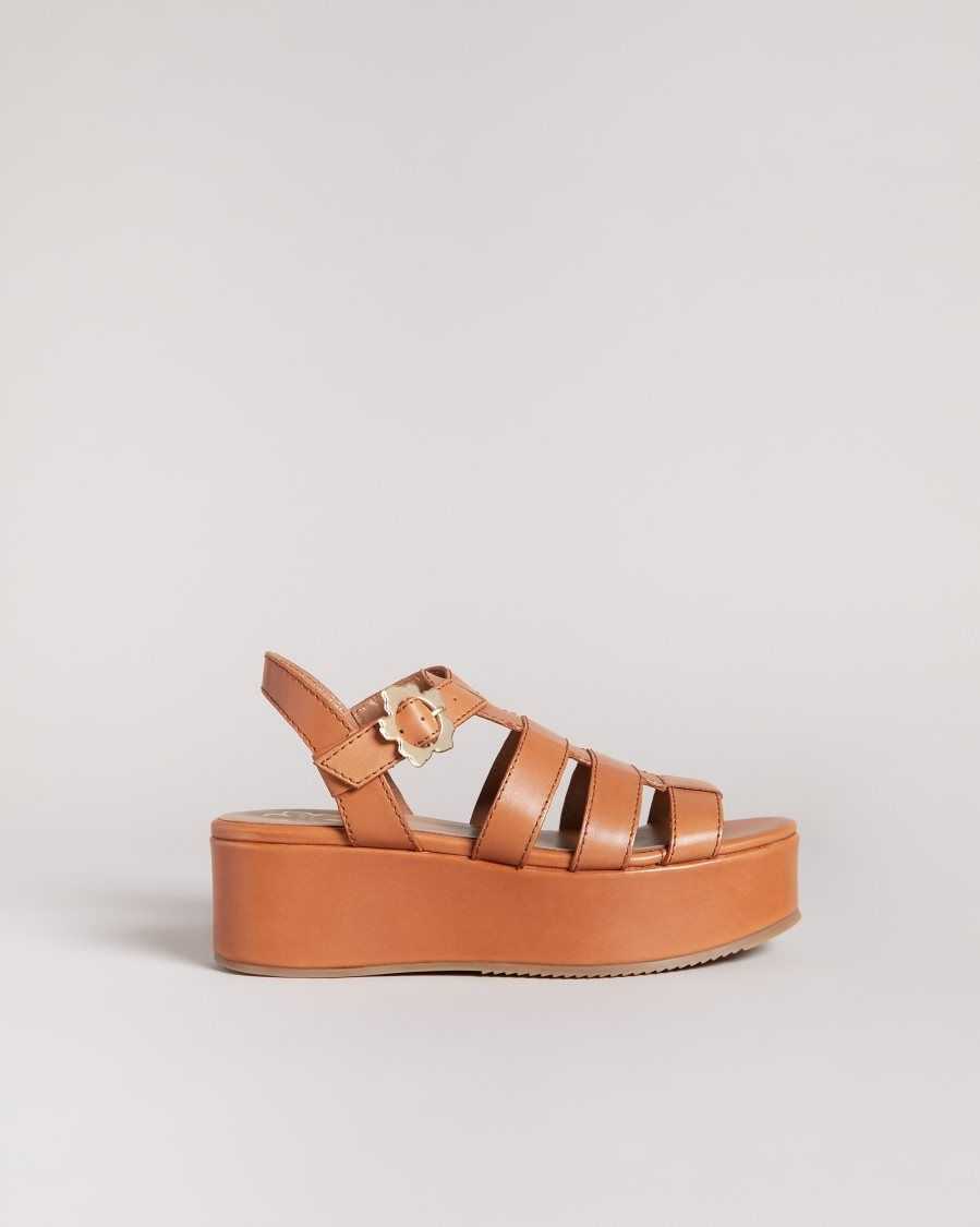 Ted Baker Ffayeta Leather Fisherman Platform Sandals Light Brown | 8714053-TR