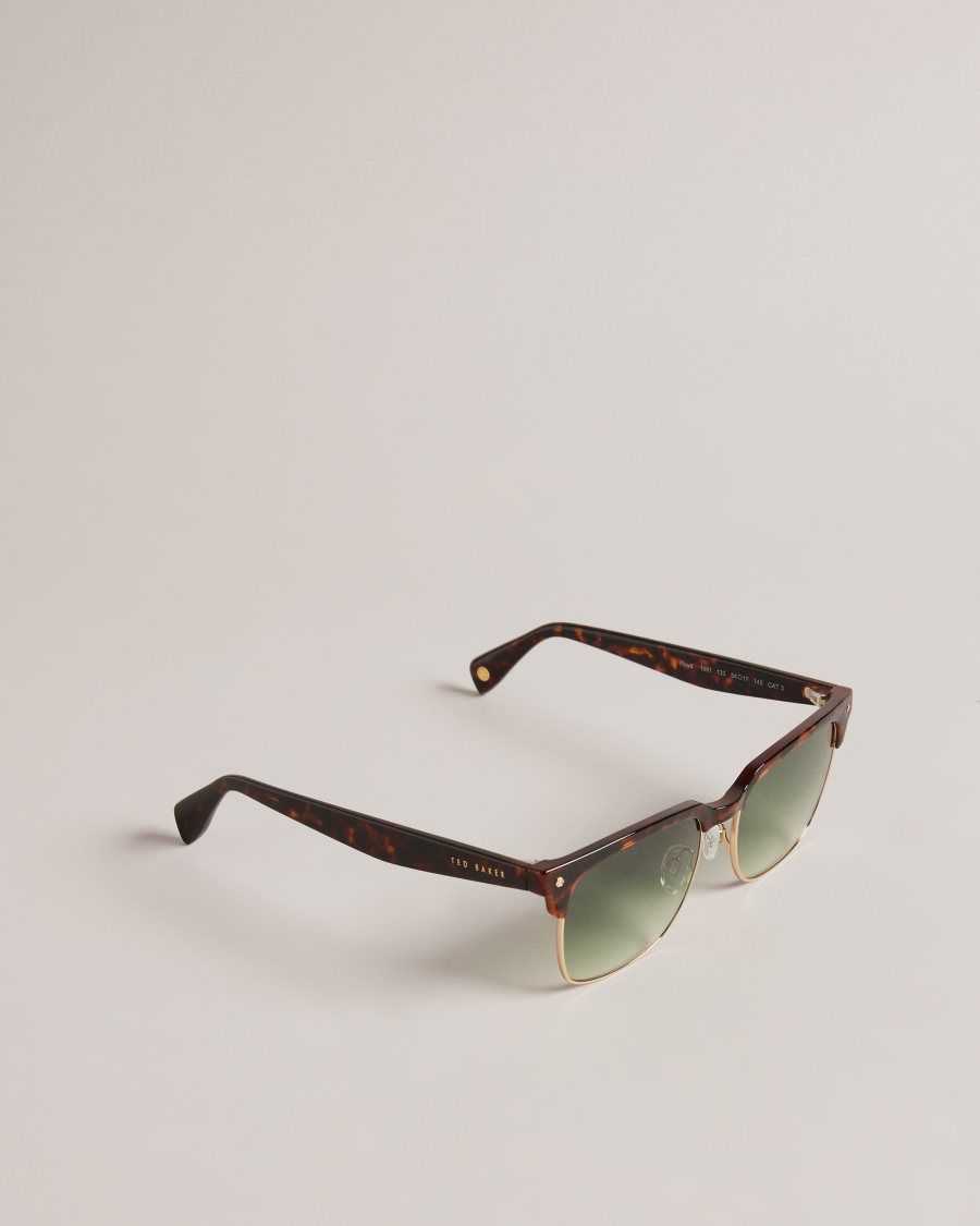 Ted Baker Ffloyd Tortoiseshell Clubmaster Sunglasses Dark Brown | 3184950-YB