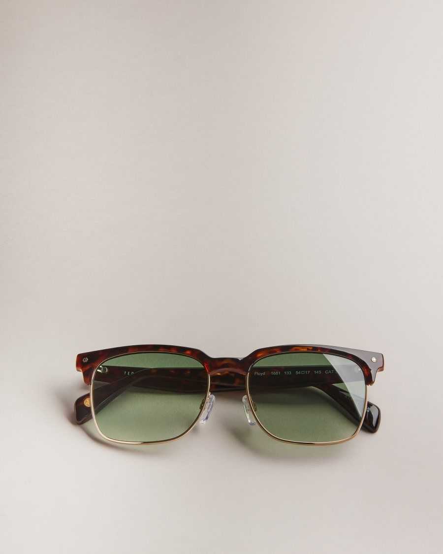 Ted Baker Ffloyd Tortoiseshell Clubmaster Sunglasses Dark Brown | 3184950-YB