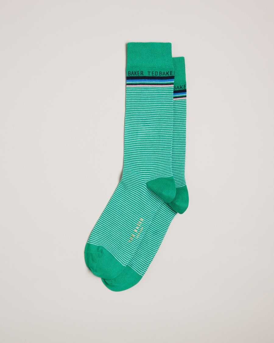 Ted Baker Finestr Fine Striped Socks Green | 8091453-KM