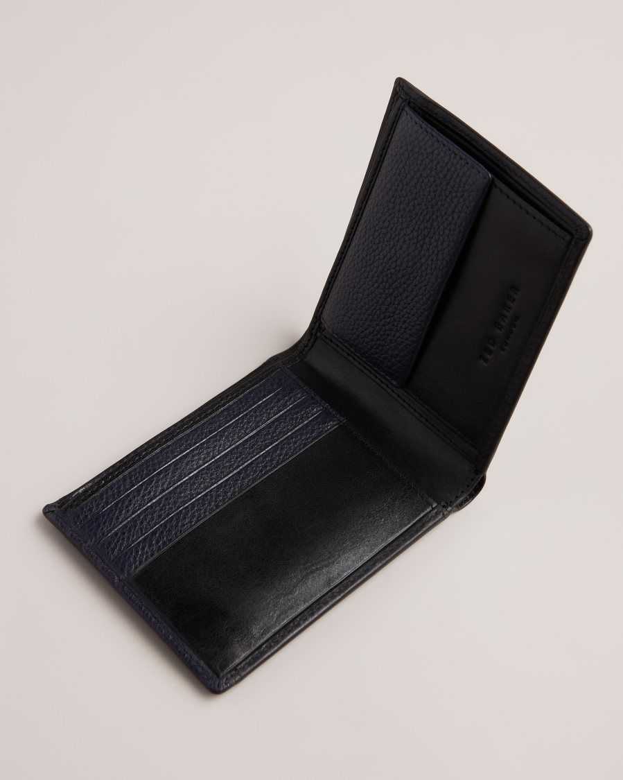 Ted Baker Finliy Waxy Leather Bifold Wallet Black | 4719620-MH