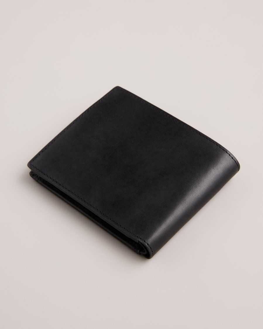 Ted Baker Finliy Waxy Leather Bifold Wallet Black | 4719620-MH