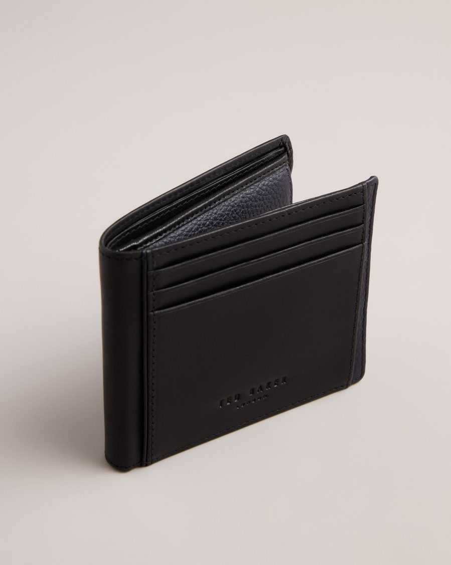 Ted Baker Finliy Waxy Leather Bifold Wallet Black | 4719620-MH