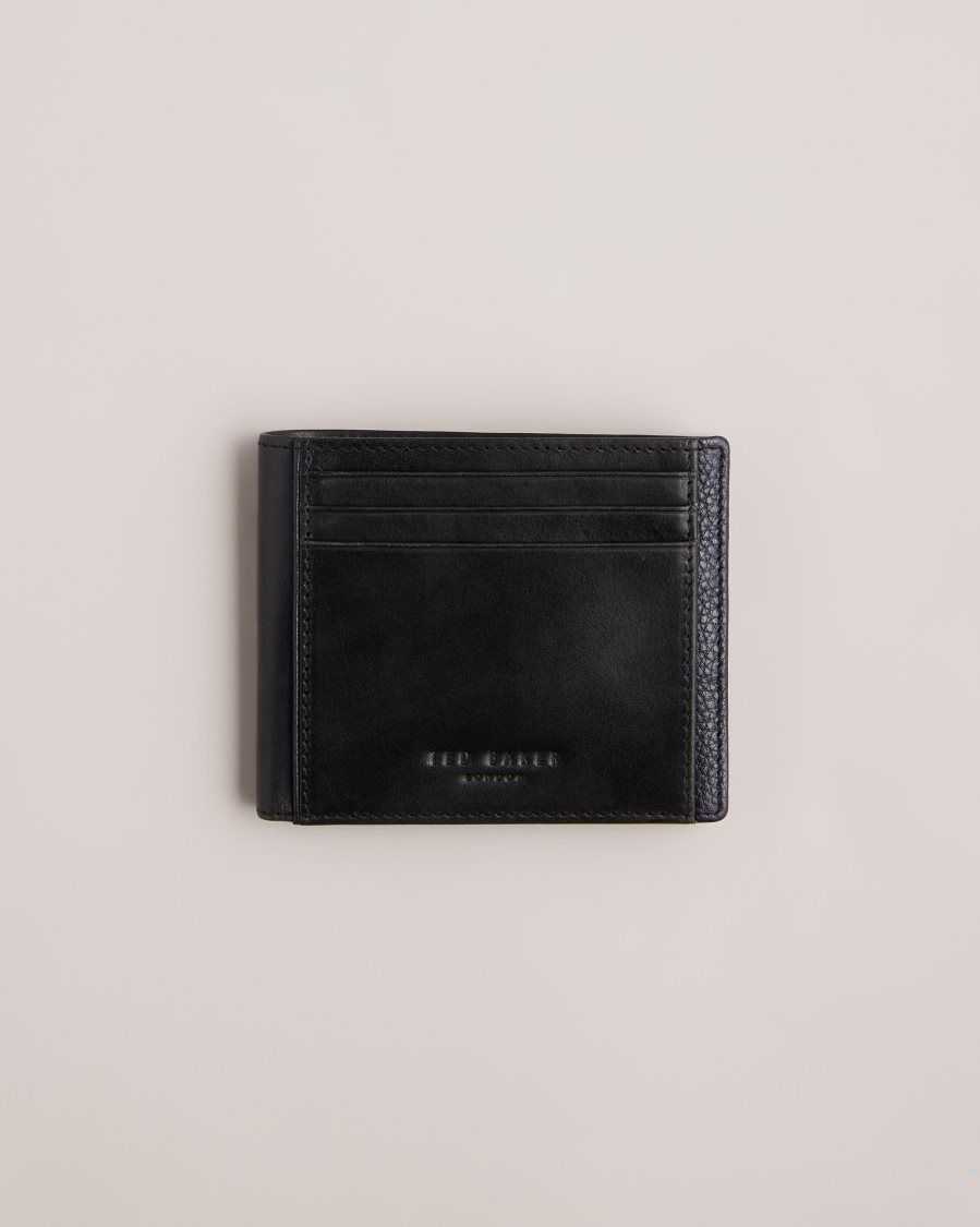 Ted Baker Finliy Waxy Leather Bifold Wallet Black | 4719620-MH