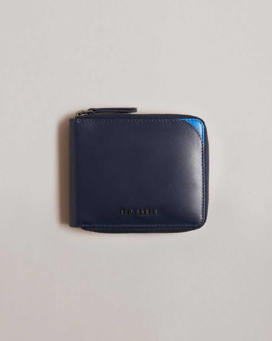 Ted Baker Finnie Corner Detail Zip Around Wallet Navy | 4325806-YC