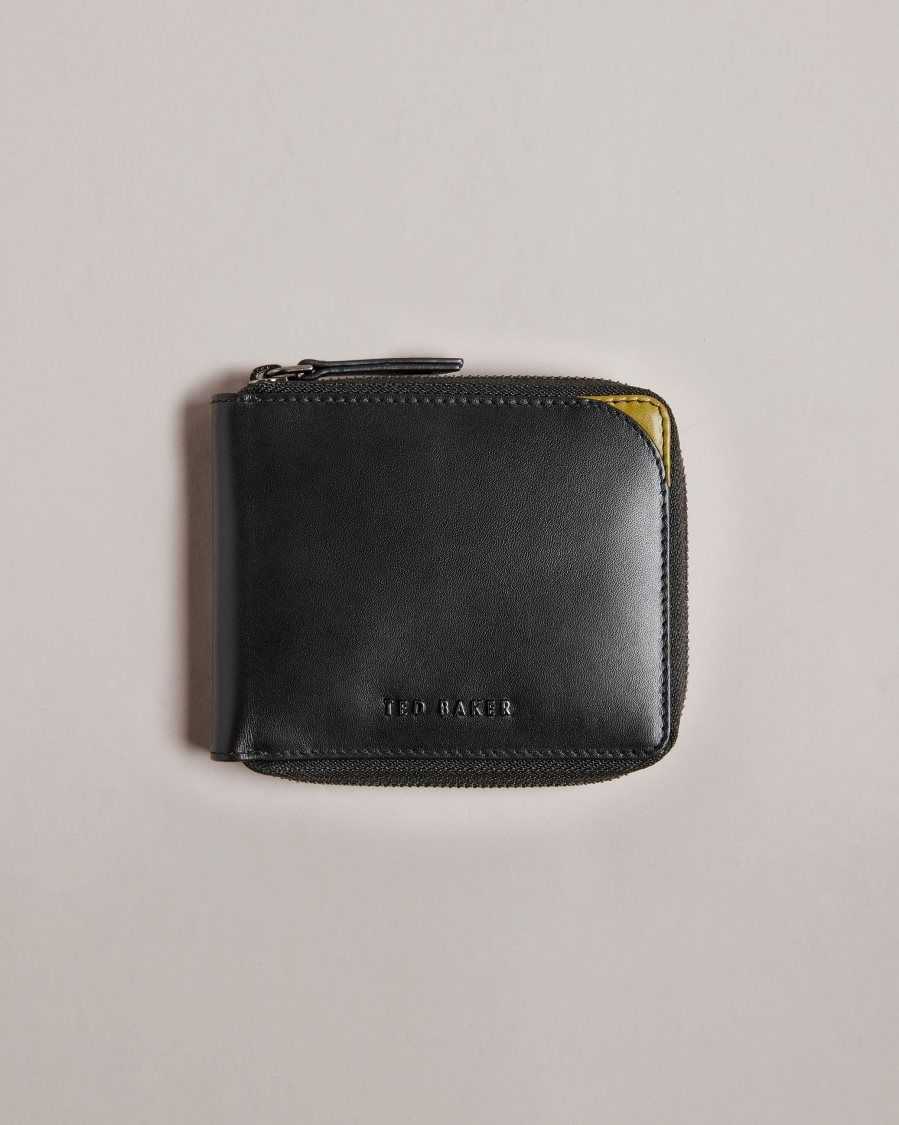 Ted Baker Finnie Corner Detail Zip Around Wallet Black | 8297145-TY