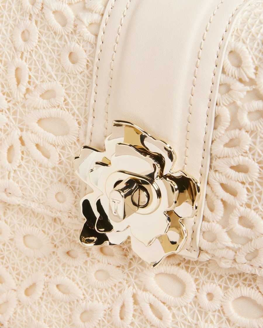 Ted Baker Floreti Magnolia Lace Crossbody Bag Ivory | 1920854-YX