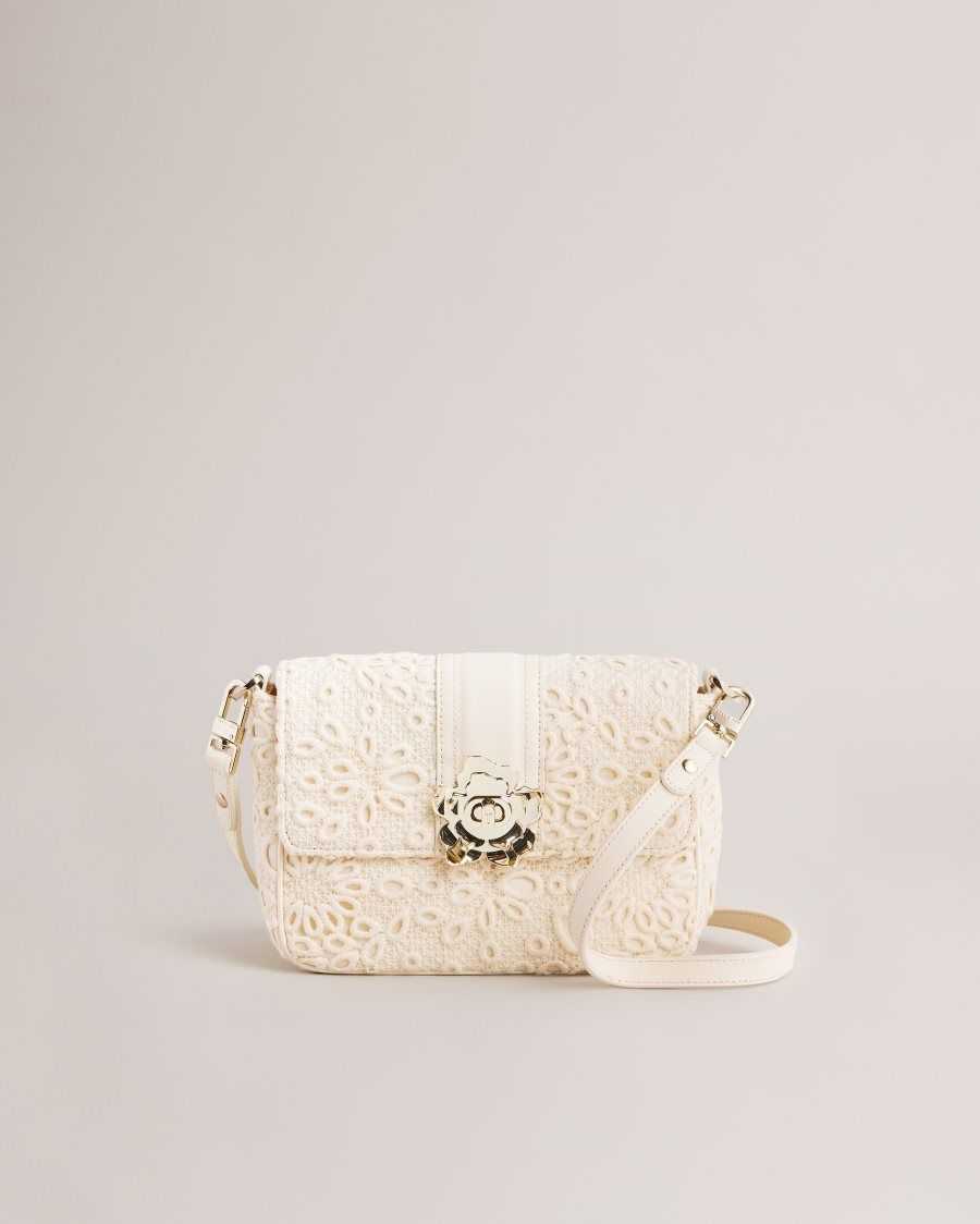 Ted Baker Floreti Magnolia Lace Crossbody Bag Ivory | 1920854-YX