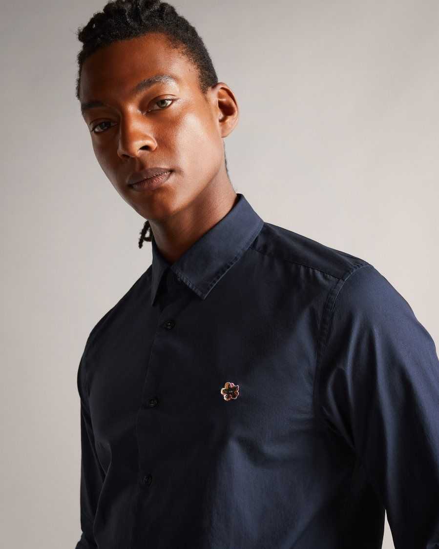 Ted Baker Fonik Poplin Shirt Navy | 6049827-RN