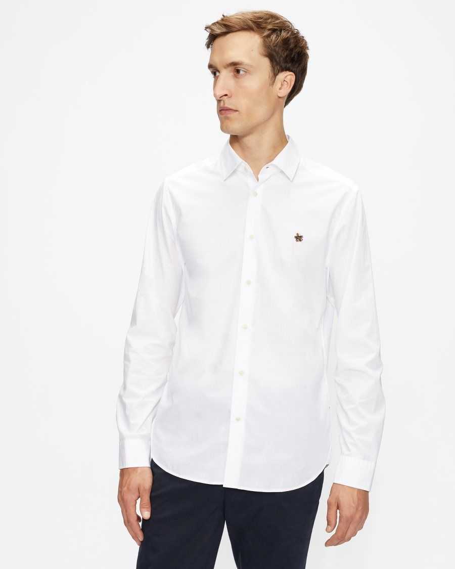 Ted Baker Fonik Poplin Shirt White | 8436702-FN