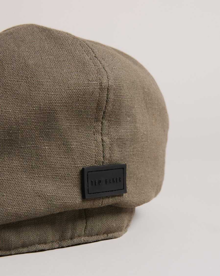 Ted Baker Fosster Linen Blend Baker Boy Hat Olive | 4865179-IA