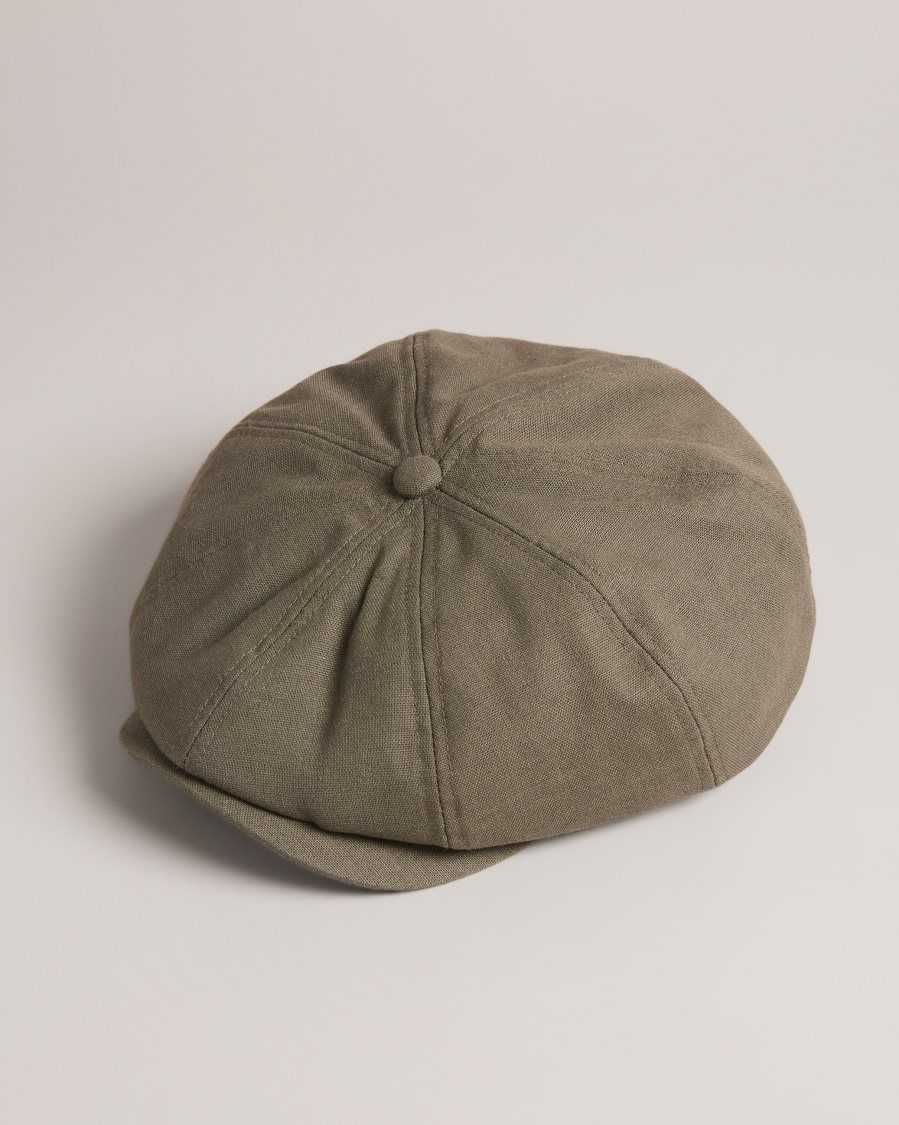 Ted Baker Fosster Linen Blend Baker Boy Hat Olive | 4865179-IA