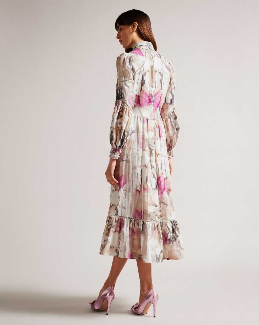 Ted Baker Freisya Floral Lace Cut-Out Midi Dress Light Nude | 5461970-OR