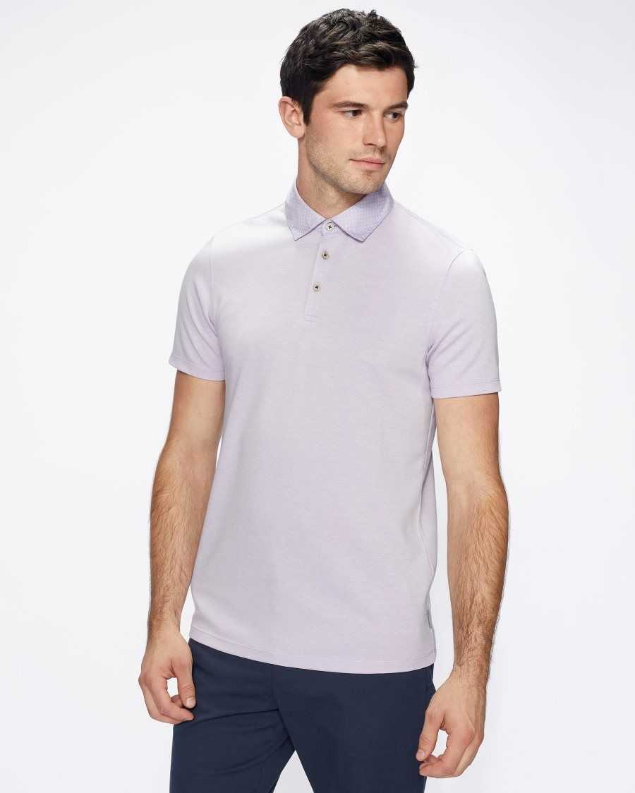 Ted Baker Frend Short Sleeve Woven Collar Polo Lilac | 0523169-WA