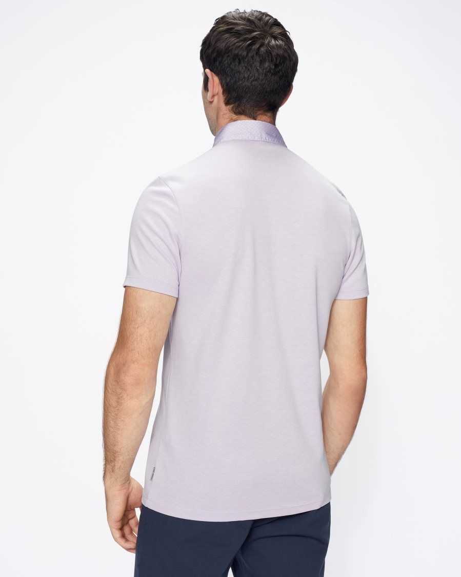 Ted Baker Frend Short Sleeve Woven Collar Polo Lilac | 0523169-WA