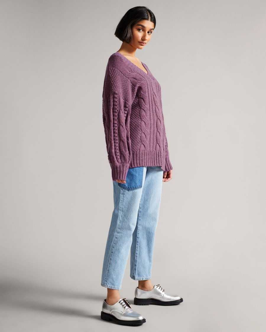 Ted Baker Gaiaa MIB Cable Bobble Knit Jumper Lilac | 1256740-PO