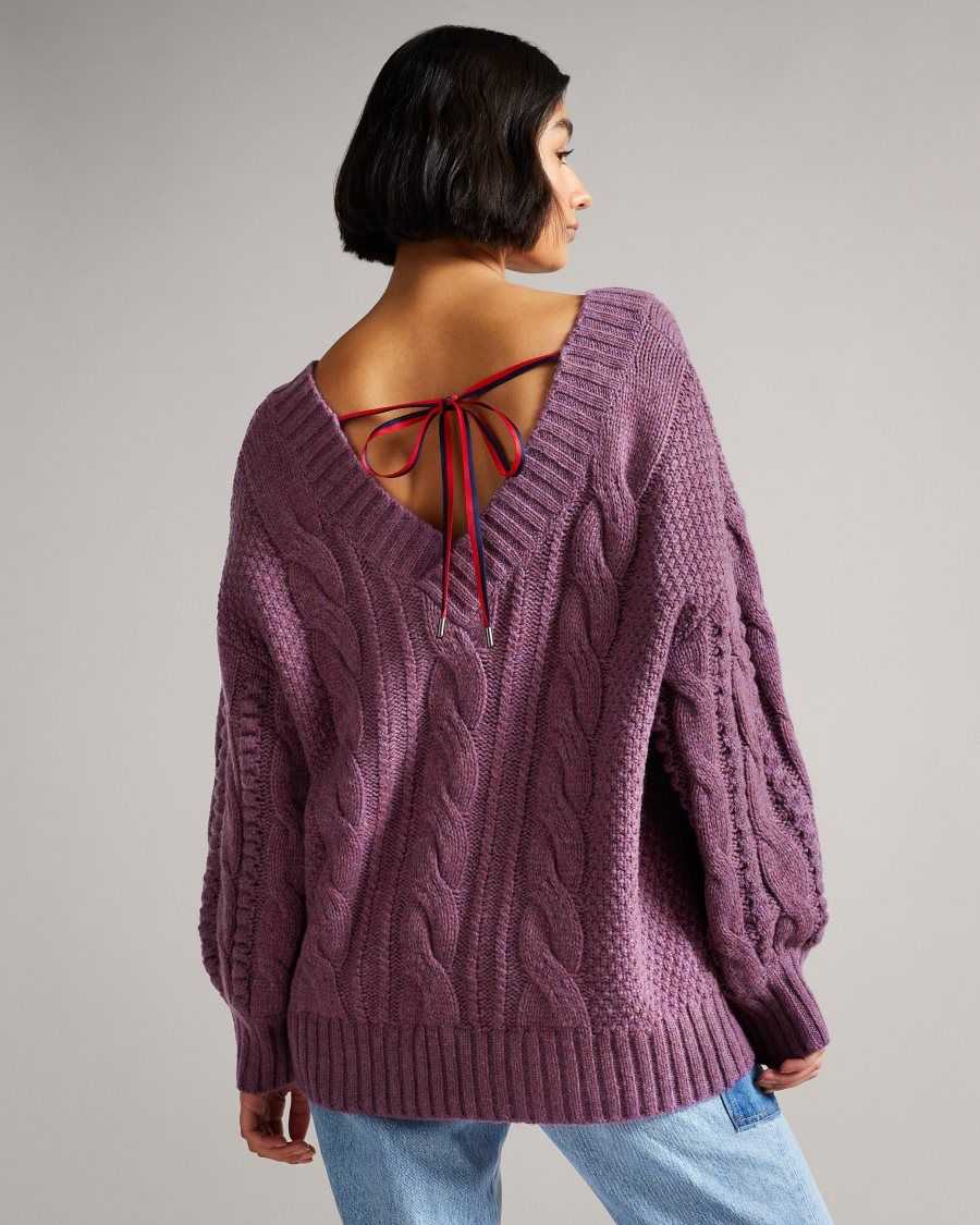 Ted Baker Gaiaa MIB Cable Bobble Knit Jumper Lilac | 1256740-PO