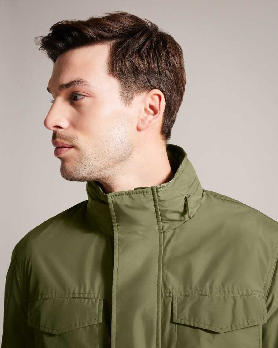 Ted Baker Garceea Field Jacket With Zip Away Hood Olive | 2068134-DG