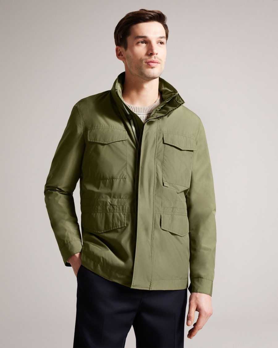 Ted Baker Garceea Field Jacket With Zip Away Hood Olive | 2068134-DG