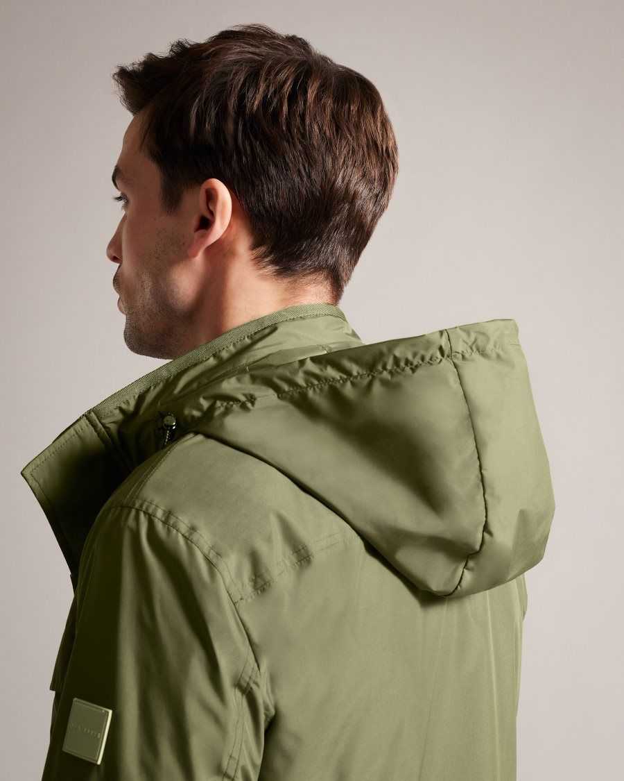 Ted Baker Garceea Field Jacket With Zip Away Hood Olive | 2068134-DG