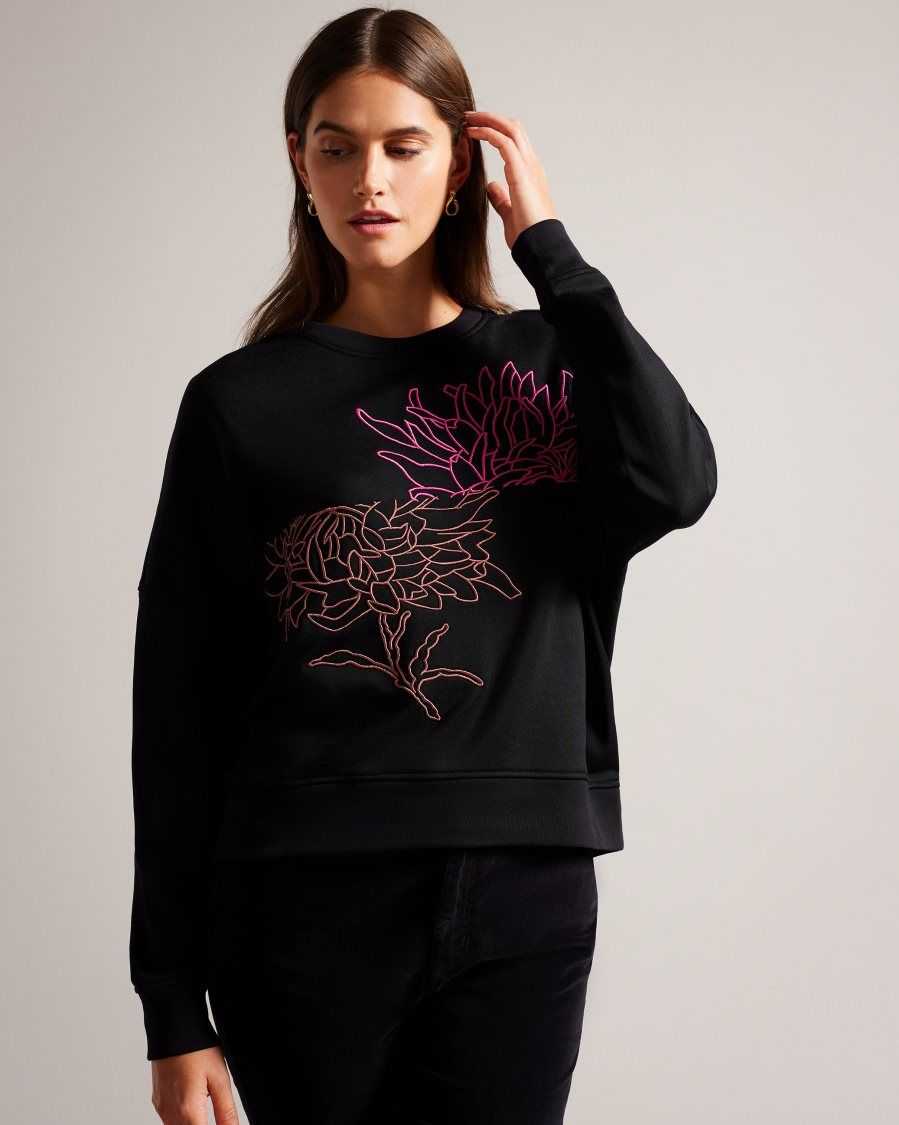 Ted Baker Genno Graphic Sweatshirt Black | 1896320-CI