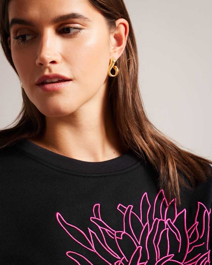 Ted Baker Genno Graphic Sweatshirt Black | 1896320-CI