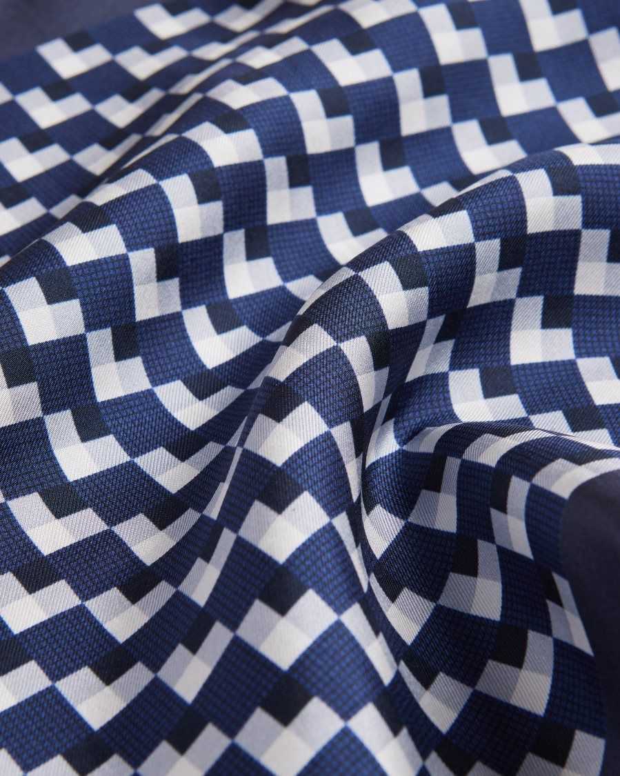 Ted Baker Geopok Geometric Print Silk Pocket Square Navy | 2847563-AF