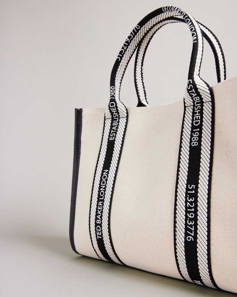 Ted Baker Georjea Branded Webbing Canvas Small Tote White | 5307921-IG