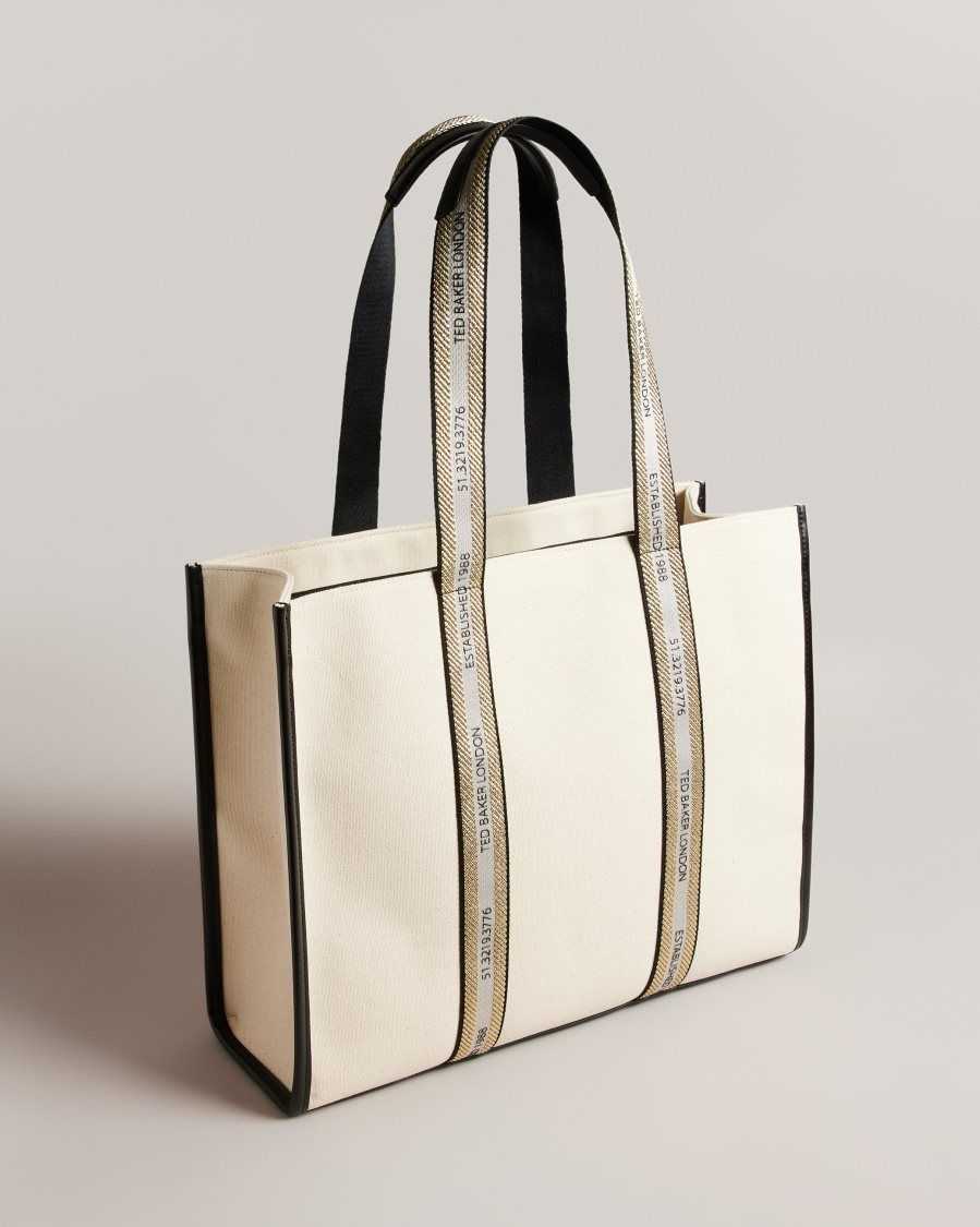 Ted Baker Georjey Branded Webbing Canvas Tote Ecru | 7109864-LD