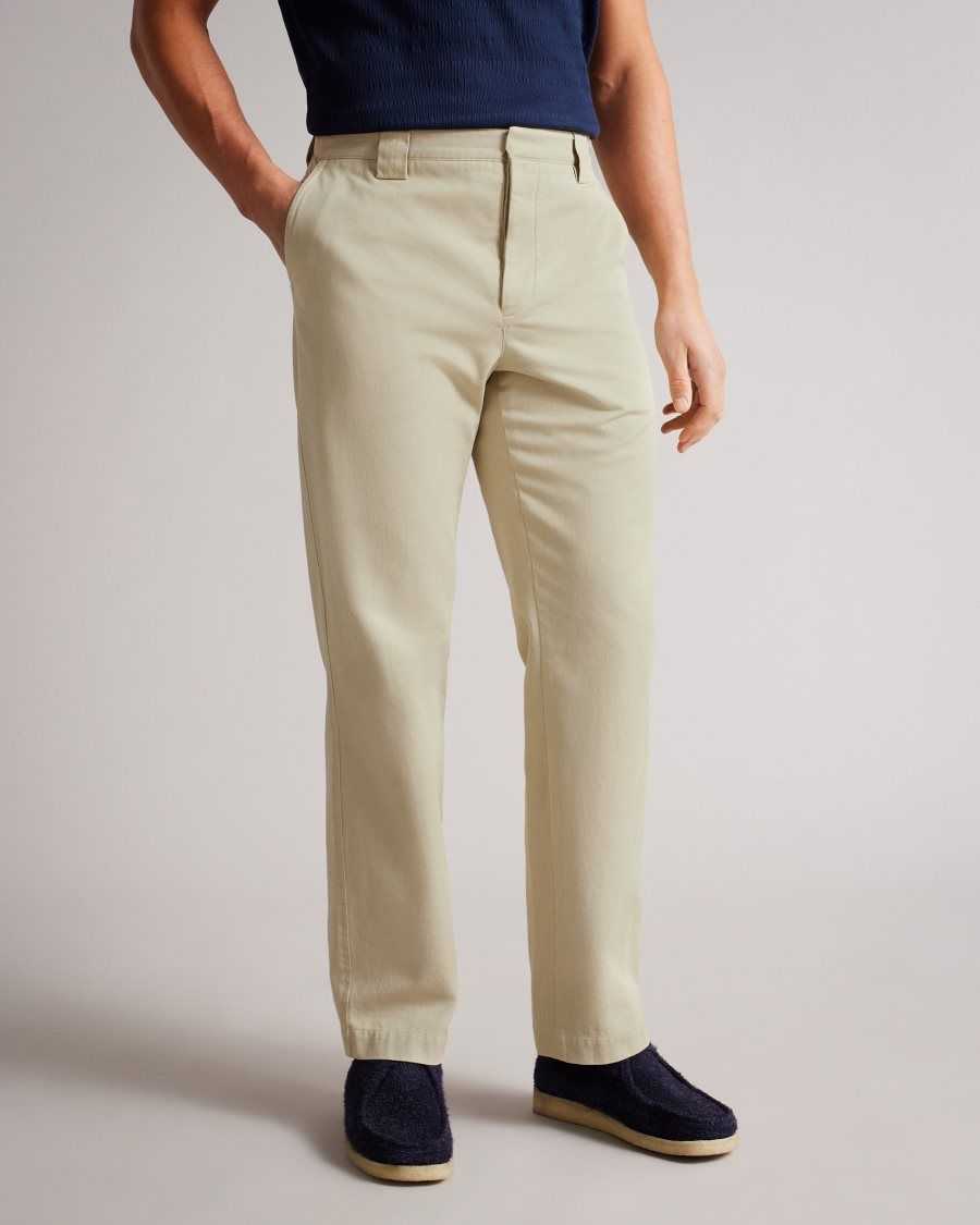 Ted Baker Gerlan Leyden Straight Fit Textured Trousers Ecru | 1409538-GX