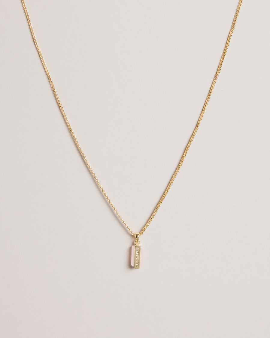 Ted Baker Gianni Gem Bar Pendant Necklace Pale Pink | 0473512-MZ