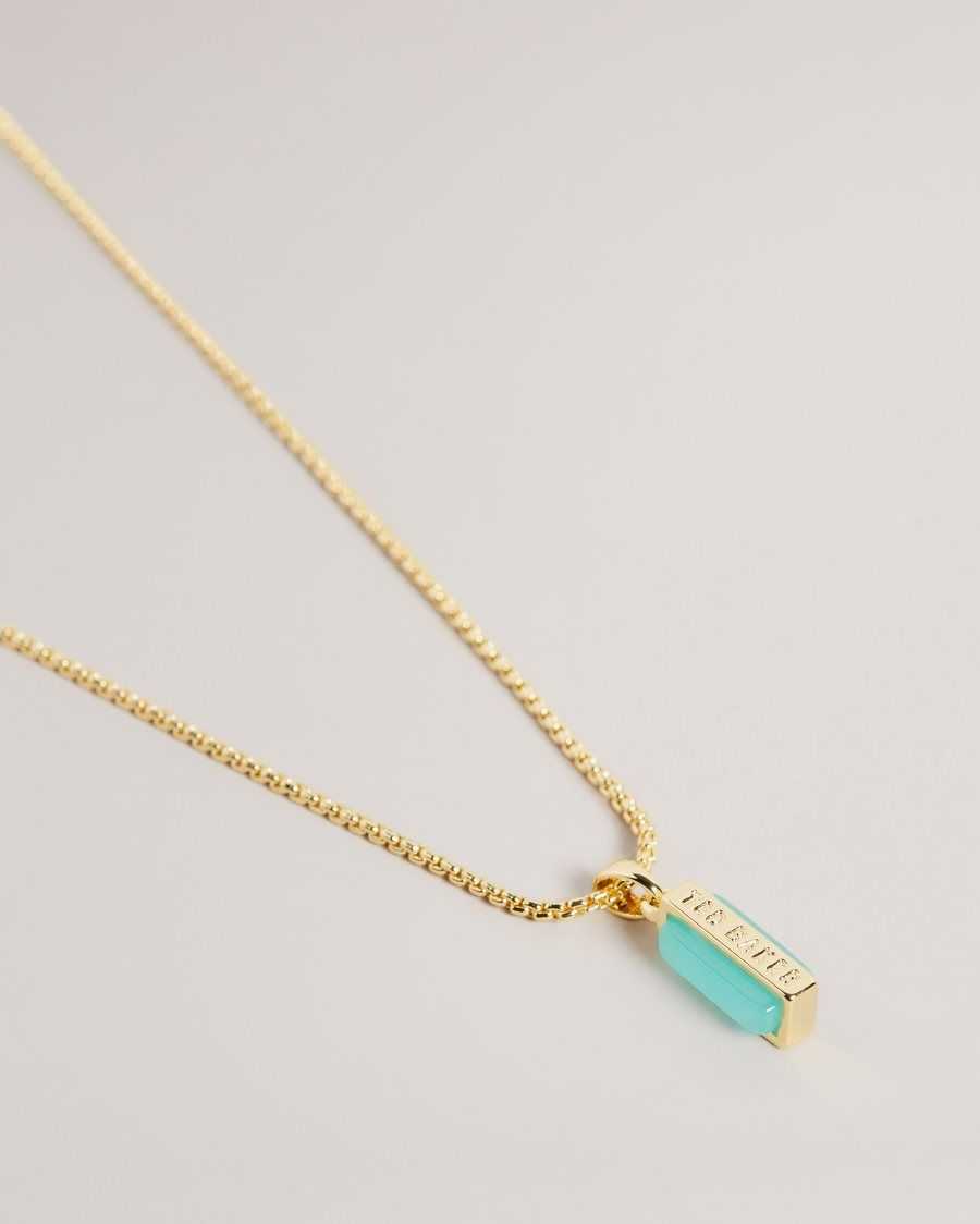 Ted Baker Gianni Gem Bar Pendant Necklace Teal-Blue | 9876501-PC