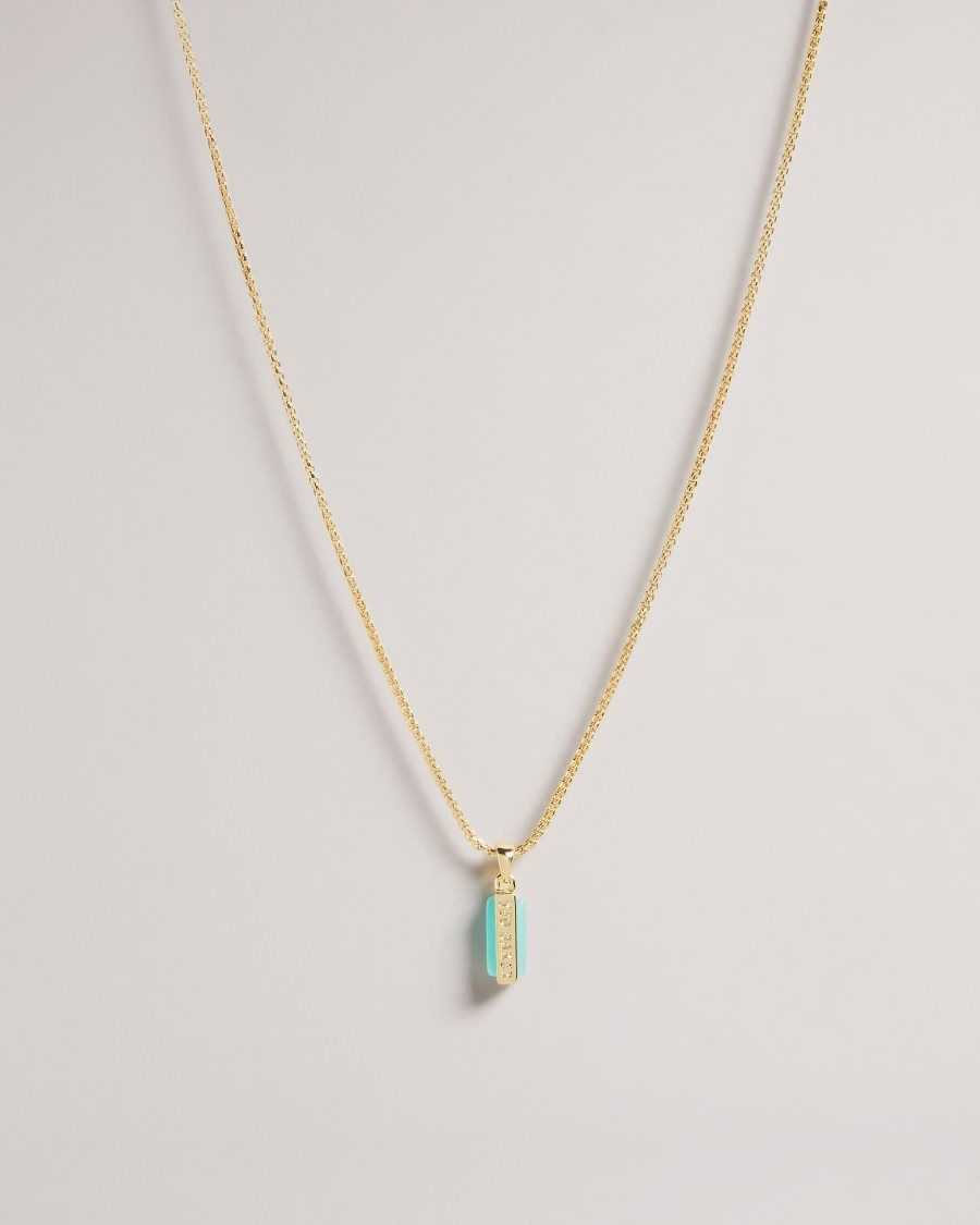 Ted Baker Gianni Gem Bar Pendant Necklace Teal-Blue | 9876501-PC