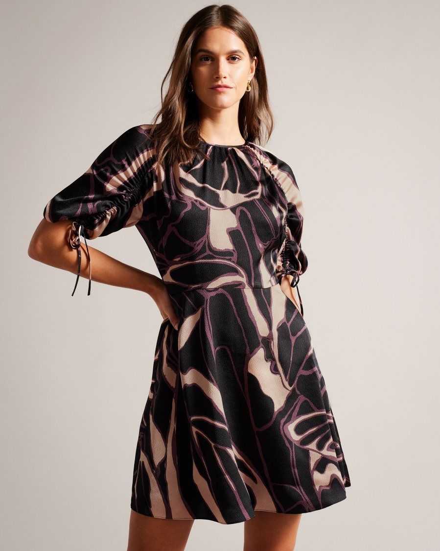 Ted Baker Gilliaa Abstract Print Mini Dress Black | 3197586-OV