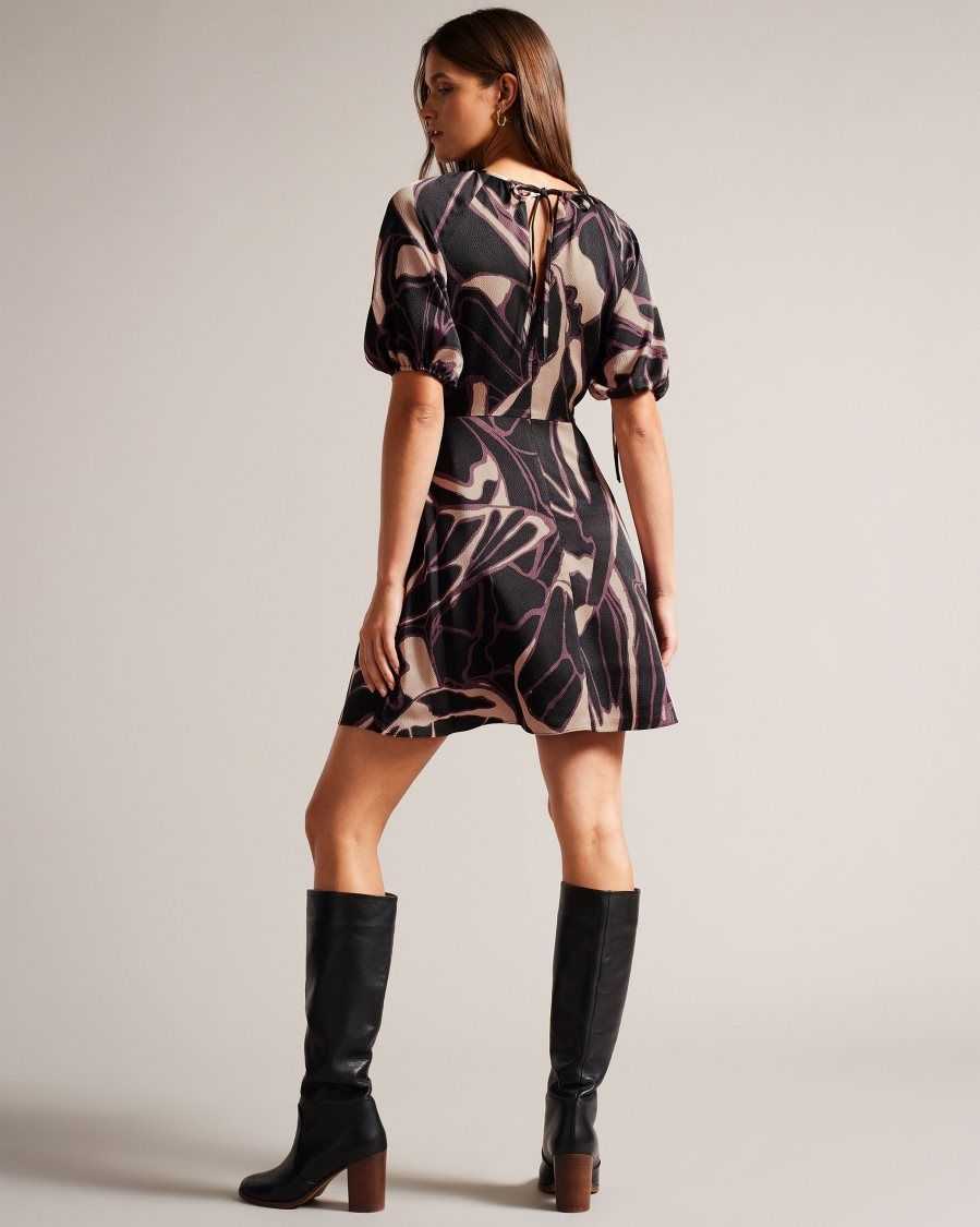 Ted Baker Gilliaa Abstract Print Mini Dress Black | 3197586-OV