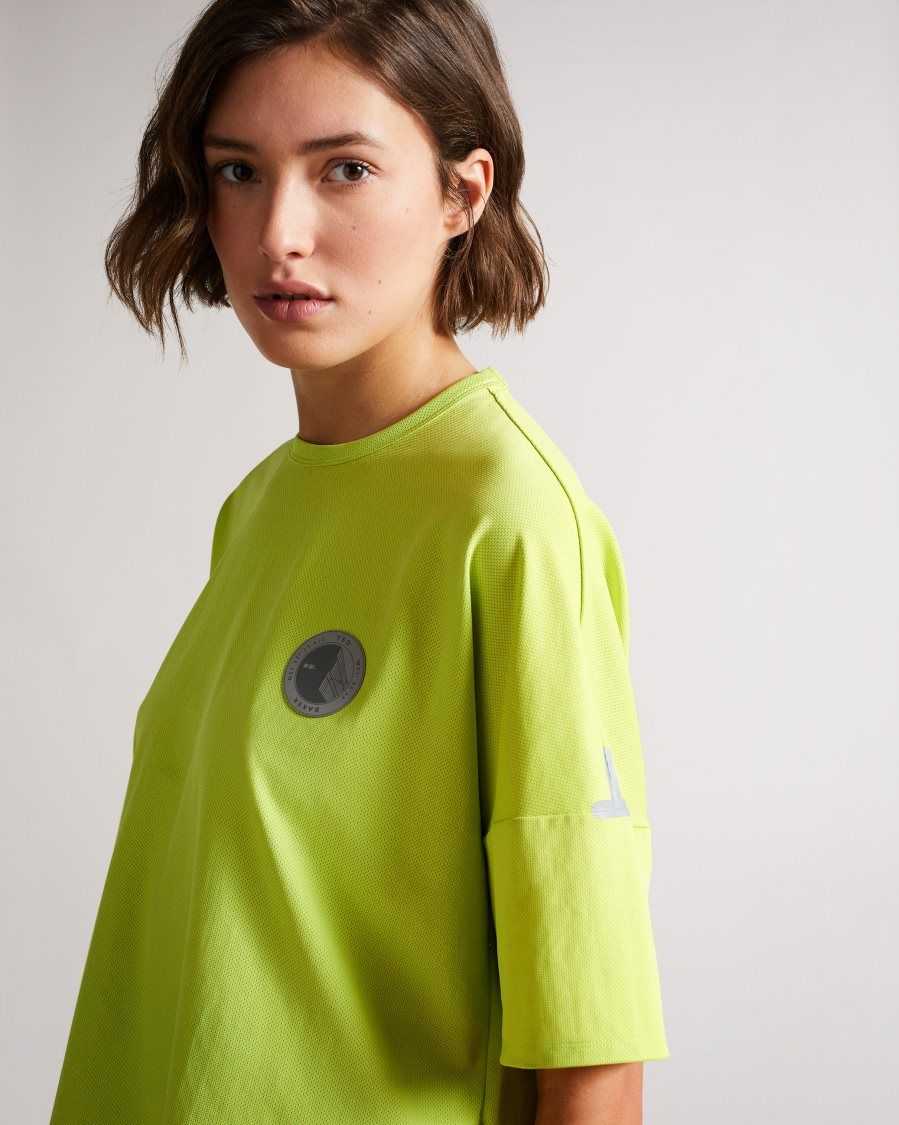 Ted Baker Glianas Mesh Jersey T Shirt Bright Green | 8137205-MA