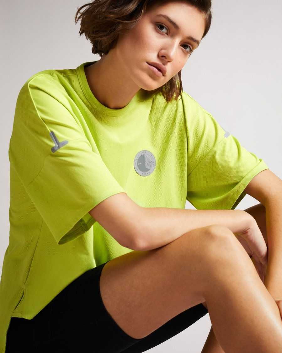 Ted Baker Glianas Mesh Jersey T Shirt Bright Green | 8137205-MA