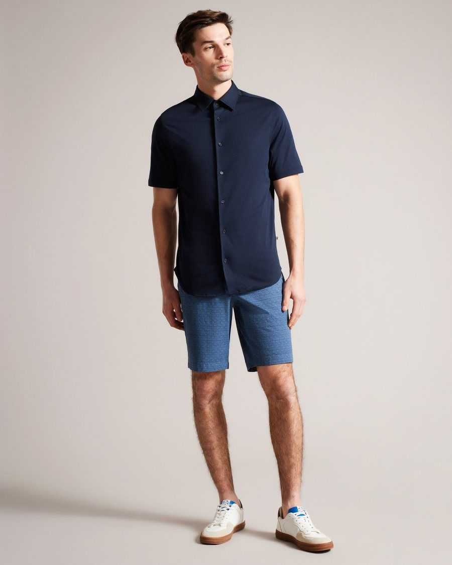 Ted Baker Gomer Regular Fit Geometric Shorts Navy | 8279106-BP