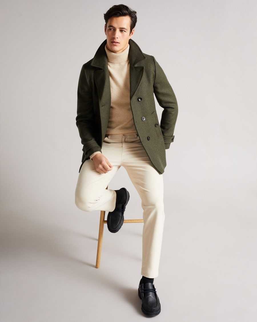 Ted Baker Grilldd Wool Peacoat Khaki | 7019283-FR