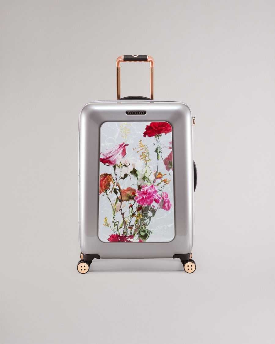 Ted Baker Gustie Watercolour Floral Medium Trolley Case Light Grey | 0527431-UH