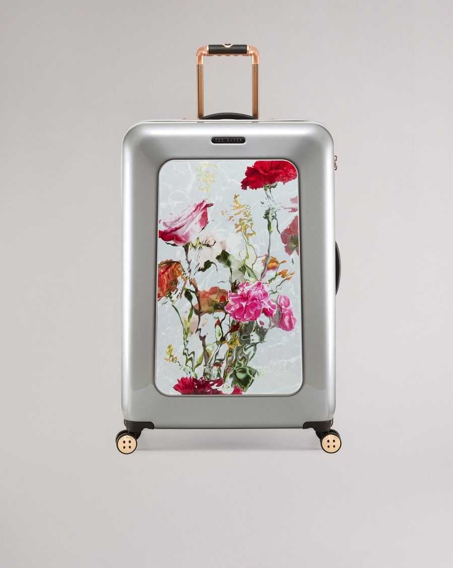 Ted Baker Guston Watercolour Floral Large Trolley Case Light Grey | 9324716-SN