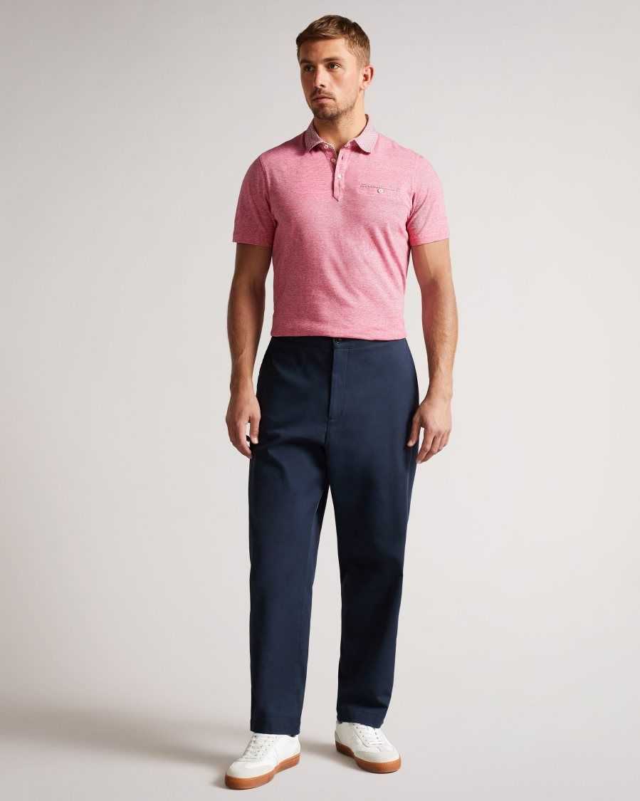 Ted Baker Gwack Woven Collar Polo Shirt Deep-Pink | 1024679-OS